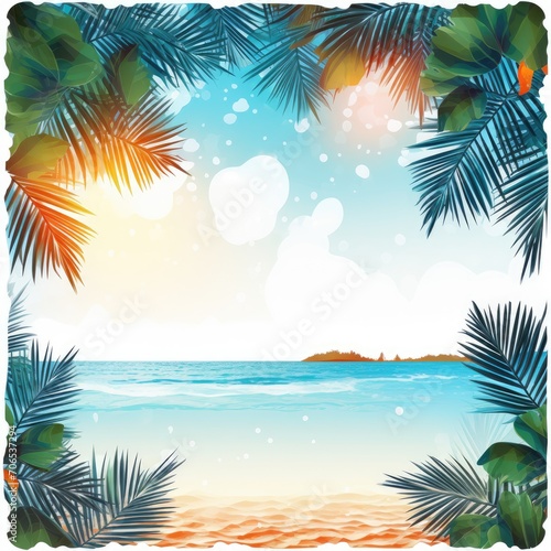 Serene Beach Scene With Palm Trees and Ocean