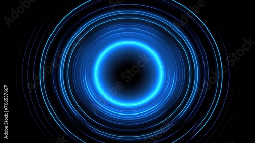 Blue Circular on Black Background - Geometric Shape Illustration