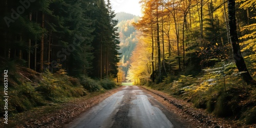 Road in beautiful forest.