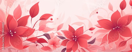 Red pastel template of flower designs with leaves and petals  © Lenhard