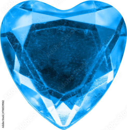 Фотография Blue heart shape crystal valentines day symbol sticker isolated on white backgro