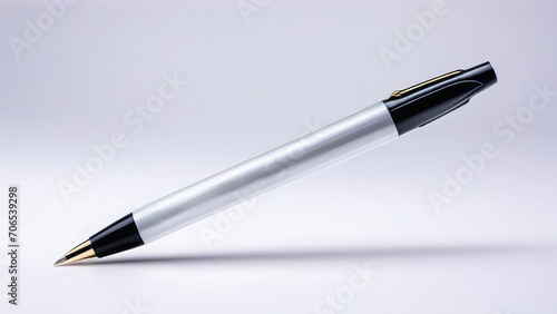 Wallpaper Mural Black and white pen lies diagonally, pen for business, school and office, educational supplies, on white insulated background Torontodigital.ca