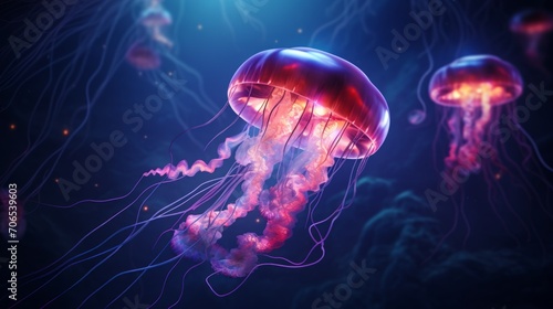 Neon Jellyfish 3D wallpaper © Zephyr-Imagix 