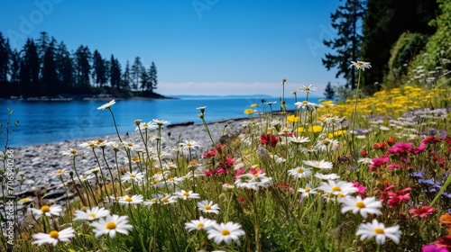 Coastal Summer Wildflower Extravaganza - AI Generated