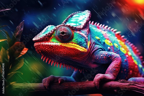 A chameleon that can change color  panning  