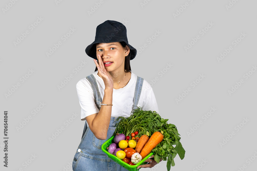 Beautiful Asian Farmer Nepali Indian Girl with Fruits and Vegetable giving expressions and gestures like pointing, eating, showing etc Beautiful Asian Farmer Nepali Indian Girl with Fruits and Vegetable giving expressions and gestures like pointing, eating, showing etc