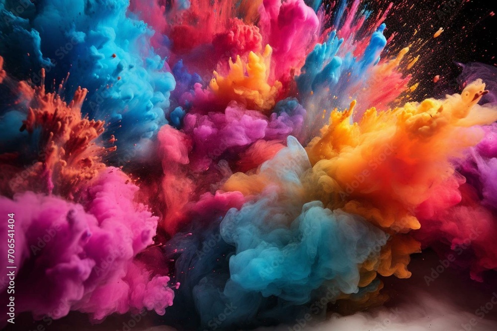 Fototapeta premium Vibrant powder collisions. Generative AI