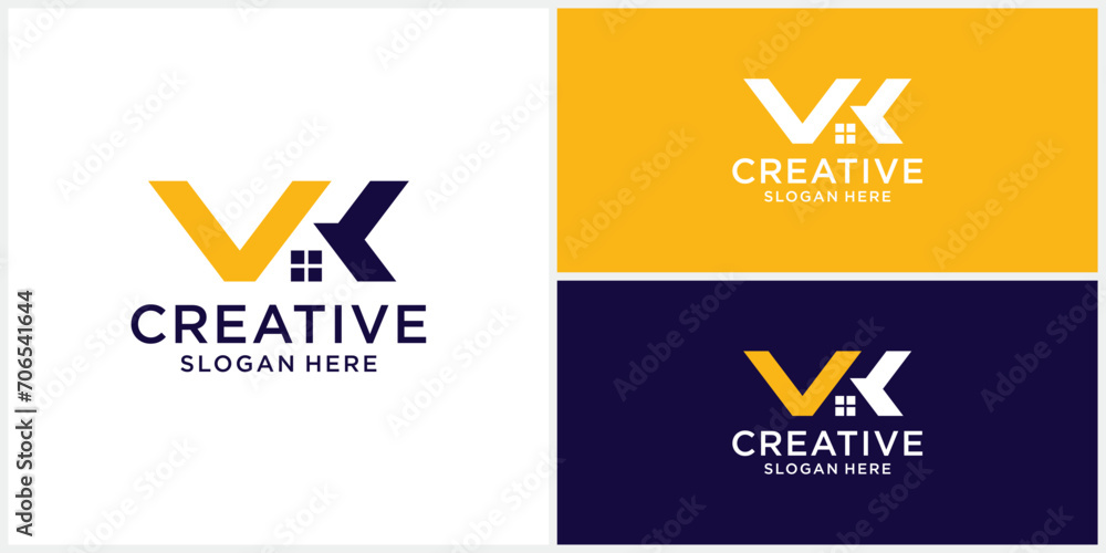 Creative monogram home building logo design template Creative monogram home building logo design template