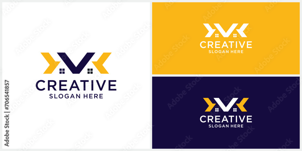 Creative monogram home building logo design template Creative monogram home building logo design template