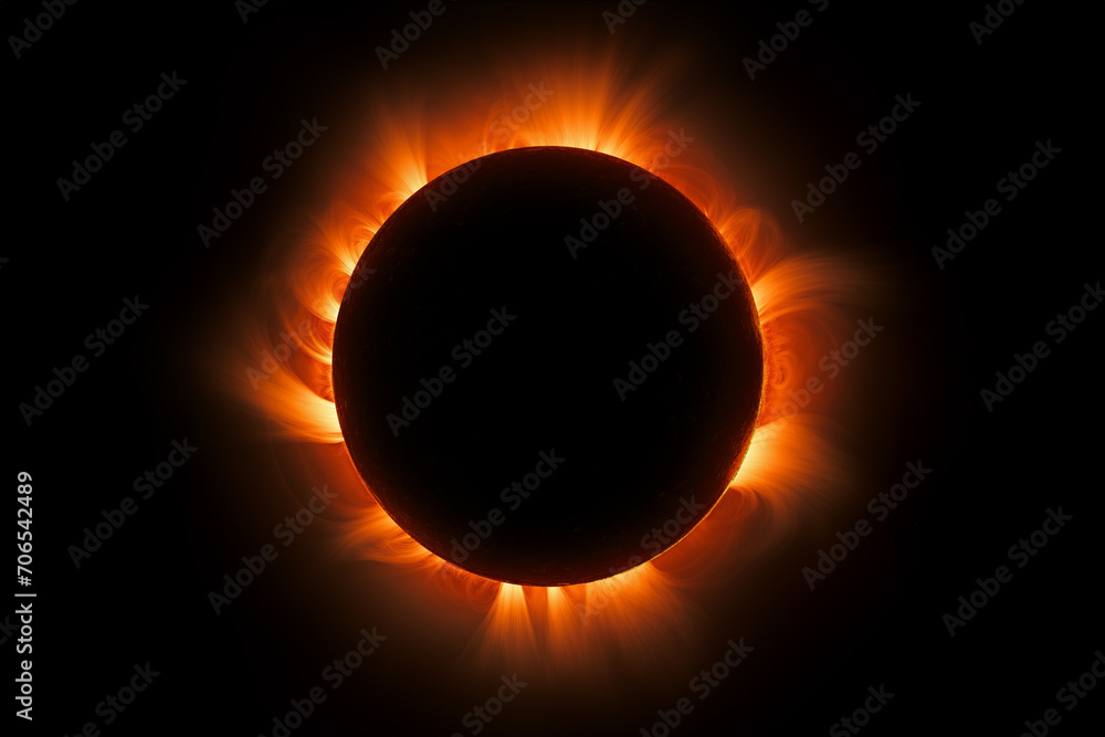 Annular solar eclipse, glowing corona during a total eclipse of the sun - obrazy, fototapety, plakaty 