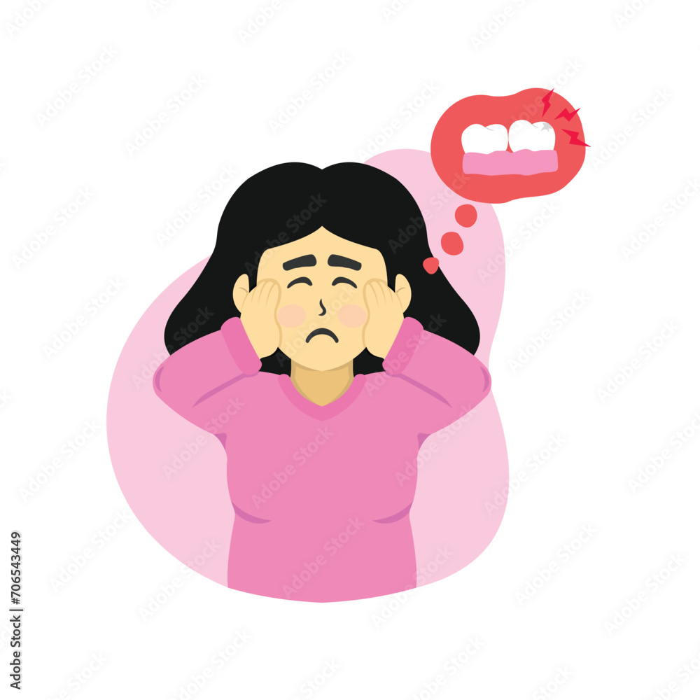vector illustration of a woman having a toothache, flat style illustration vector illustration of a woman having a toothache, flat style illustration