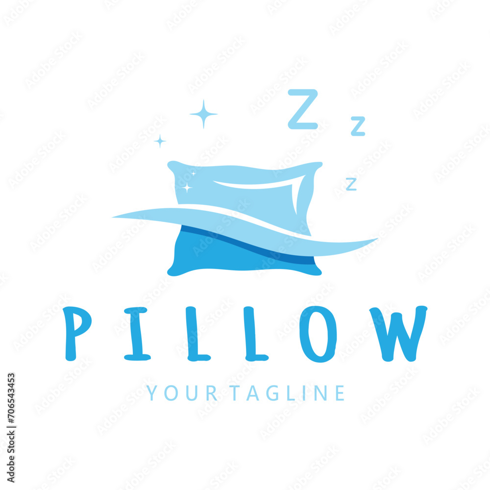 Fototapeta premium Creative logo designs for pillows, blankets, bed sheets and beds, sleep, zzz, clock, moon and stars.
