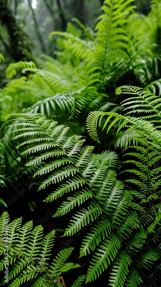 Lush Ferns in the Balinese Forest: Close-Up of Beautiful Green Foliage, Creating a Natural Floral Background Lush Ferns in the Balinese Forest: Close-Up of Beautiful Green Foliage, Creating a Natural Floral Background