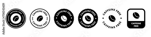 Caffeine Free Label for package. Vector stickers for beverage product.