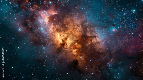 Cosmic space, stars and galaxies in outer space showing the beauty of space exploration.