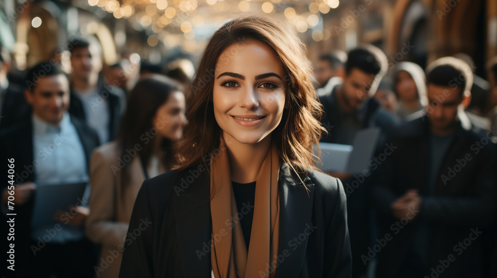 Portrait d'une cadre, consultante ou manageur souriant lors d'une conférence, assemblée d'entreprise ou formation Portrait d'une cadre, consultante ou manageur souriant lors d'une conférence, assemblée d'entreprise ou formation