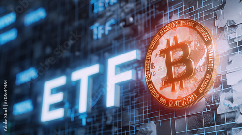 Novel Bitcoin ETF: Modern Digital Investment Strategy in Financial Markets, Cryptocurrency ETF Focus, Prominent Bitcoin Symbol in Finance World