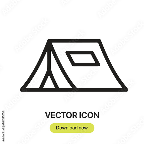 Tent icon vector. Linear-style sign for mobile concept and web design. Tent symbol illustration. Pixel vector graphics - Vector.	