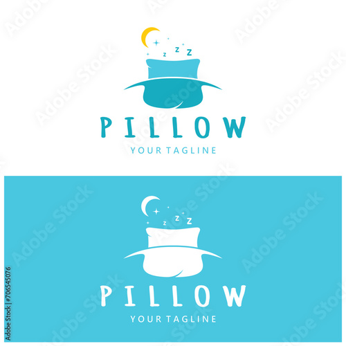 Creative logo designs for pillows, blankets, bed sheets and beds, sleep, zzz, clock, moon and stars.