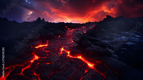 vulkano with lava 