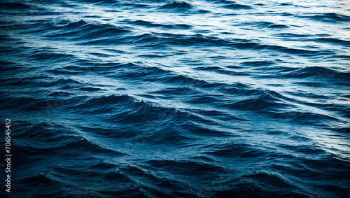 Deep sea waves. Blue sea water background texture. Sea water surface texture. Ai Generative