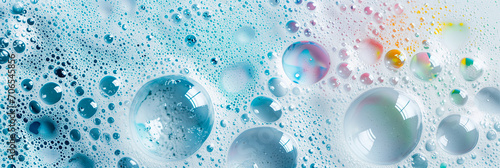 Soap foam on the surface, top view