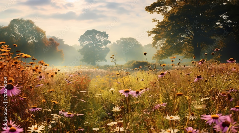 Obraz premium Autumn Wildflower Meadow Charm - AI Generated