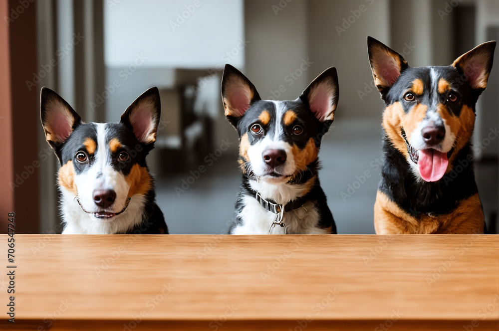 dogs waiting for dinner