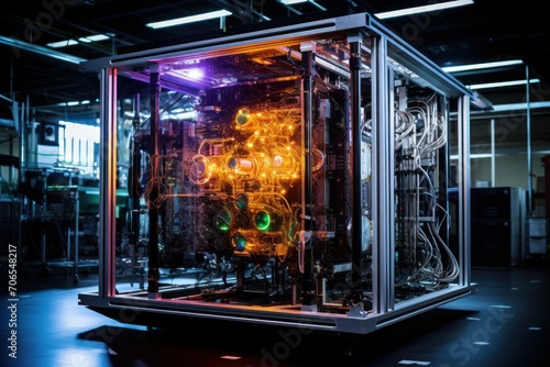 Photo of a quantum computer in a high-tech lab. Generative AI