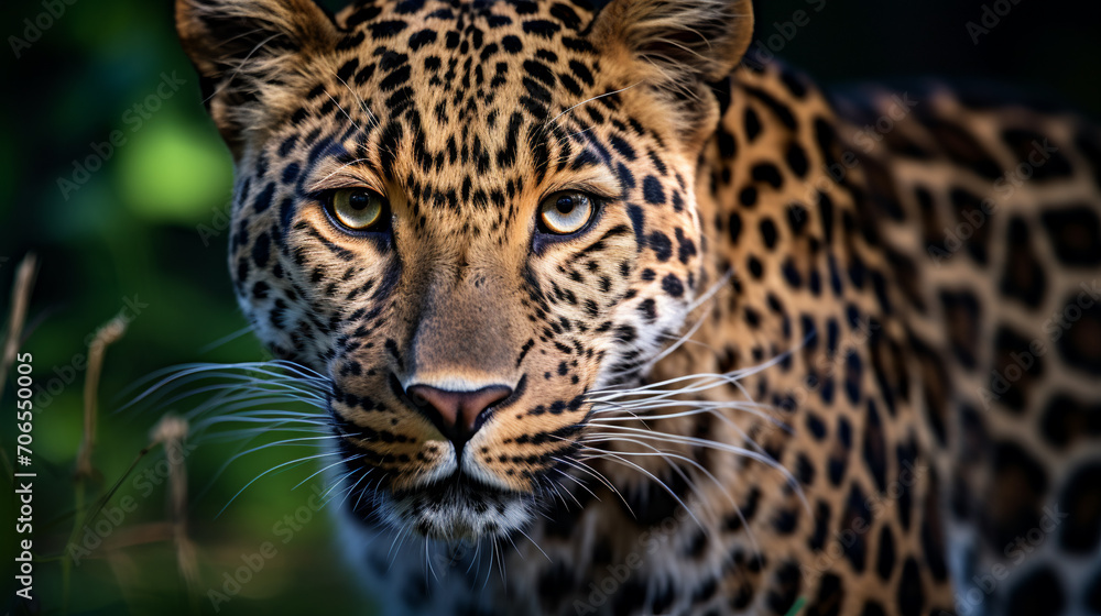 Obraz premium Leopard portrait, AI Generative.