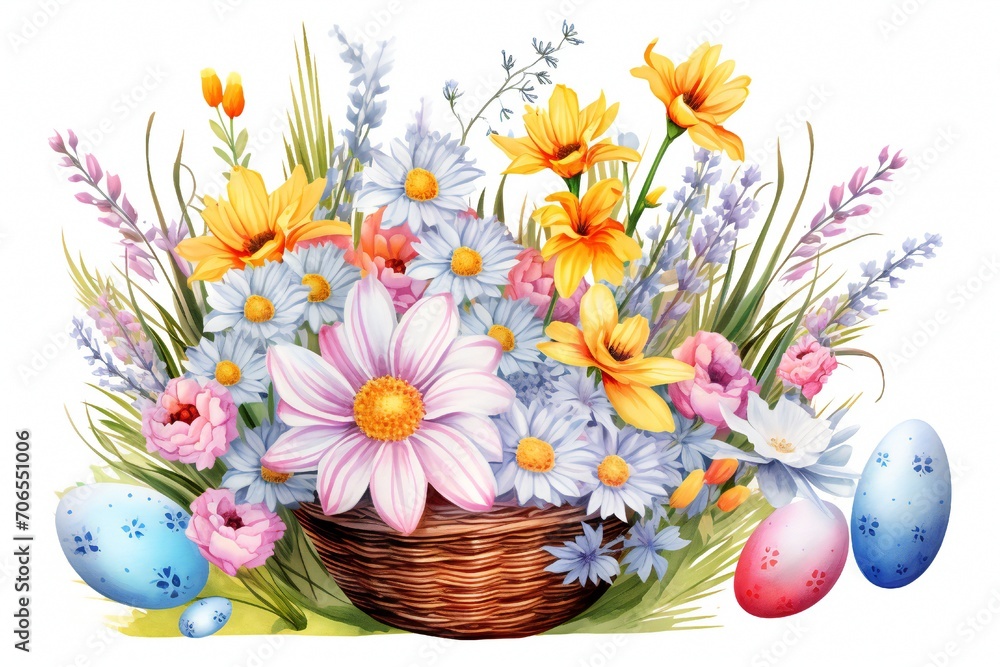 Easter clip art on white background Generative AI