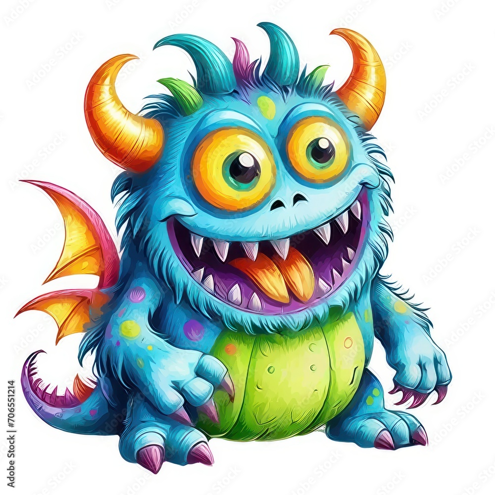 Funny colorful cartoon monsters drawings on a white background. Funny colorful cartoon monsters drawings on a white background.