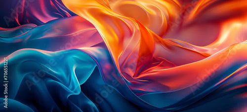 Fluid Abstract Art background in Blue and Orange Tones