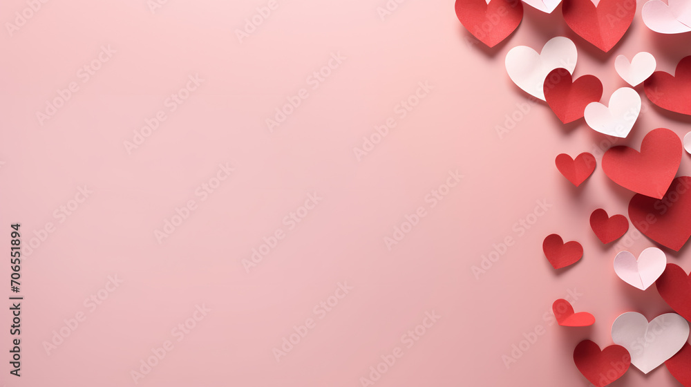 many paper hearts on an empty sheet copyspace many paper hearts on an empty sheet copyspace