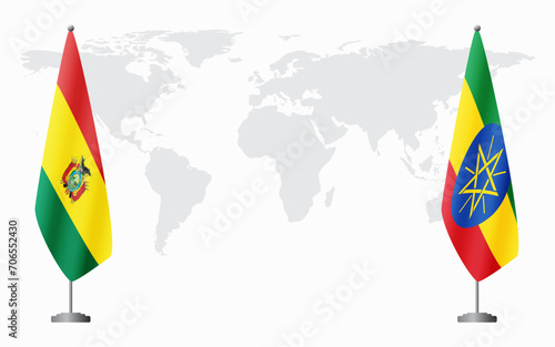 Bolivia and Ethiopia flags for official meeting