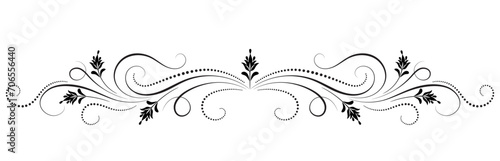 Floral ornament with leaves and abstract lines. Graceful element for decor and greeting or invitation card design