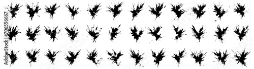 set of silhouettes of splatter. splash ink black liquid. isolated on a background.