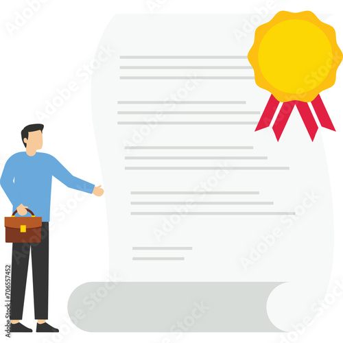 Valiant Secretary with Big Sign Documentation. Character Gets Notary Professional Services. People Visit Lawyer Office To Sign Legal Documents.

