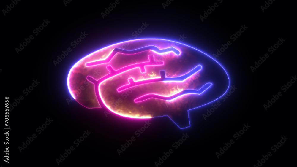Glowing neon effect brain icon. Outline symbol collection. Concept of education and choice, anonymous and suspect Glowing neon effect brain icon. Outline symbol collection. Concept of education and choice, anonymous and suspect