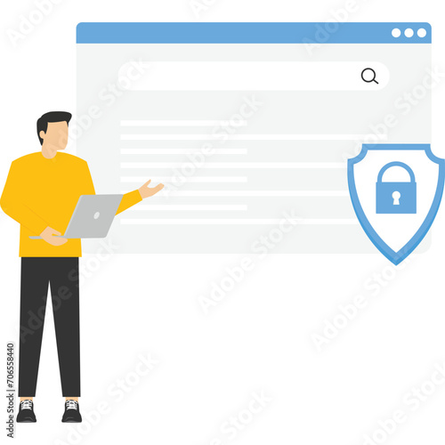 concept General data protection regulations, Control and security of personal information, browser cookie consent, GDPR disclose data collection Flat vector modern illustration

