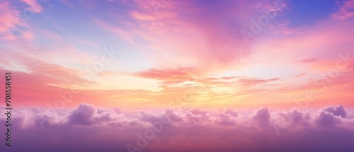 Pink and purple sky view panorama at sunset