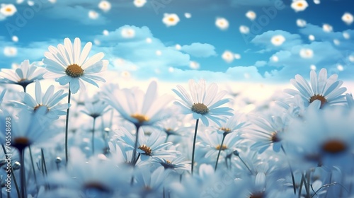 Snow-Kissed Daisy Field in Winter - AI Generated © VisualMarketplace