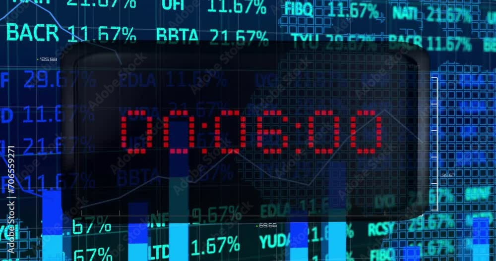 Animation of financial data processing over timer Animation of financial data processing over timer
