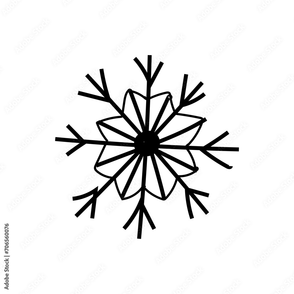 Cute snowflake isolated on white background. Flat snow icon Cute snowflake isolated on white background. Flat snow icon