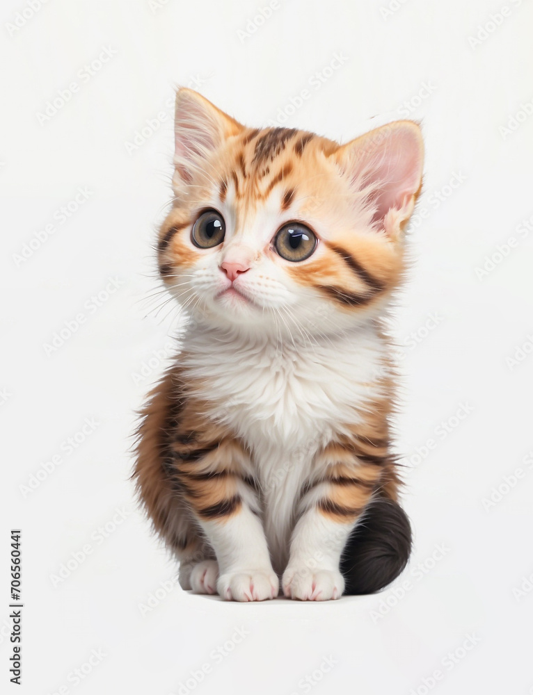 Cute kitten ilustration sticker isolated over black background , clipping path included 