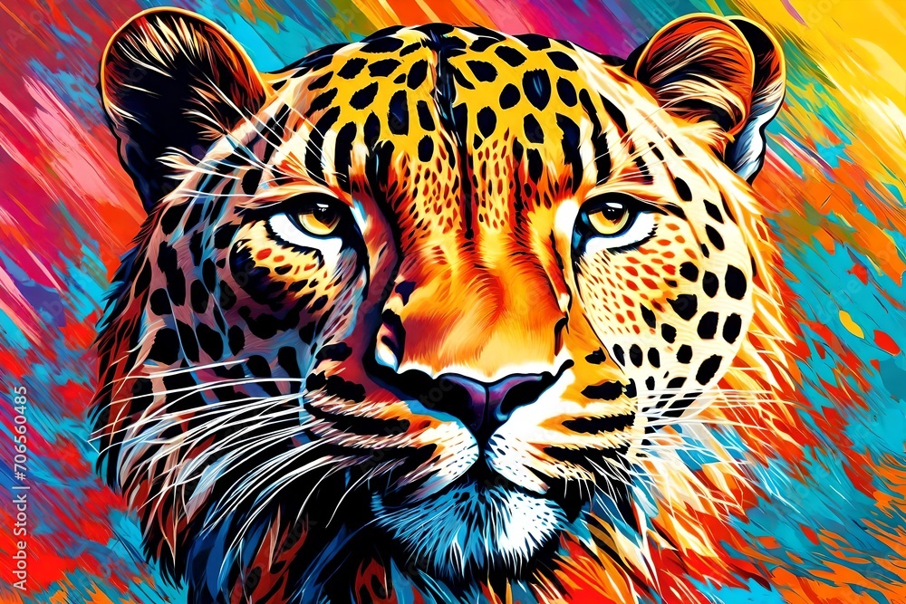 Leopard head vector in pop art style