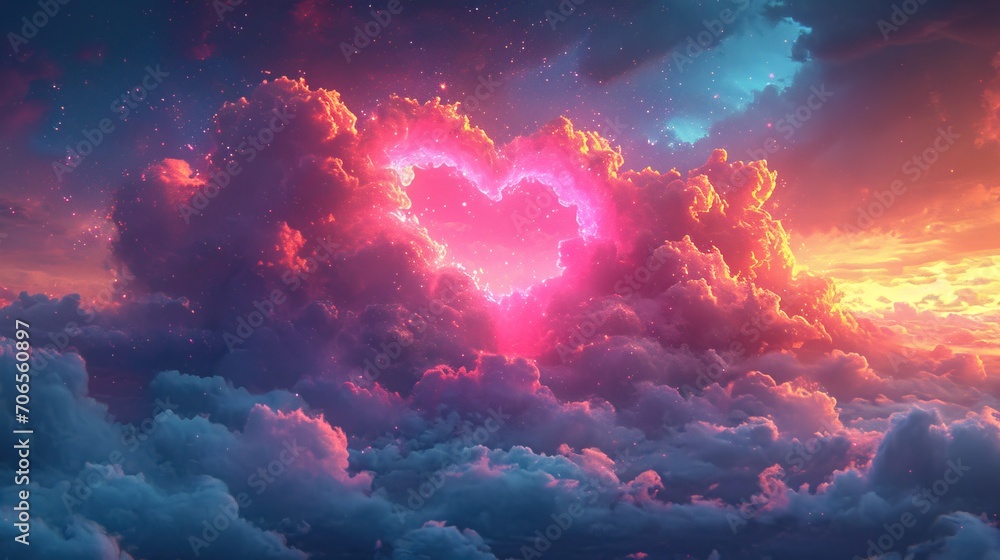 Cœur en forme de nuages et de plumes dans le ciel Cœur en forme de nuages et de plumes dans le ciel