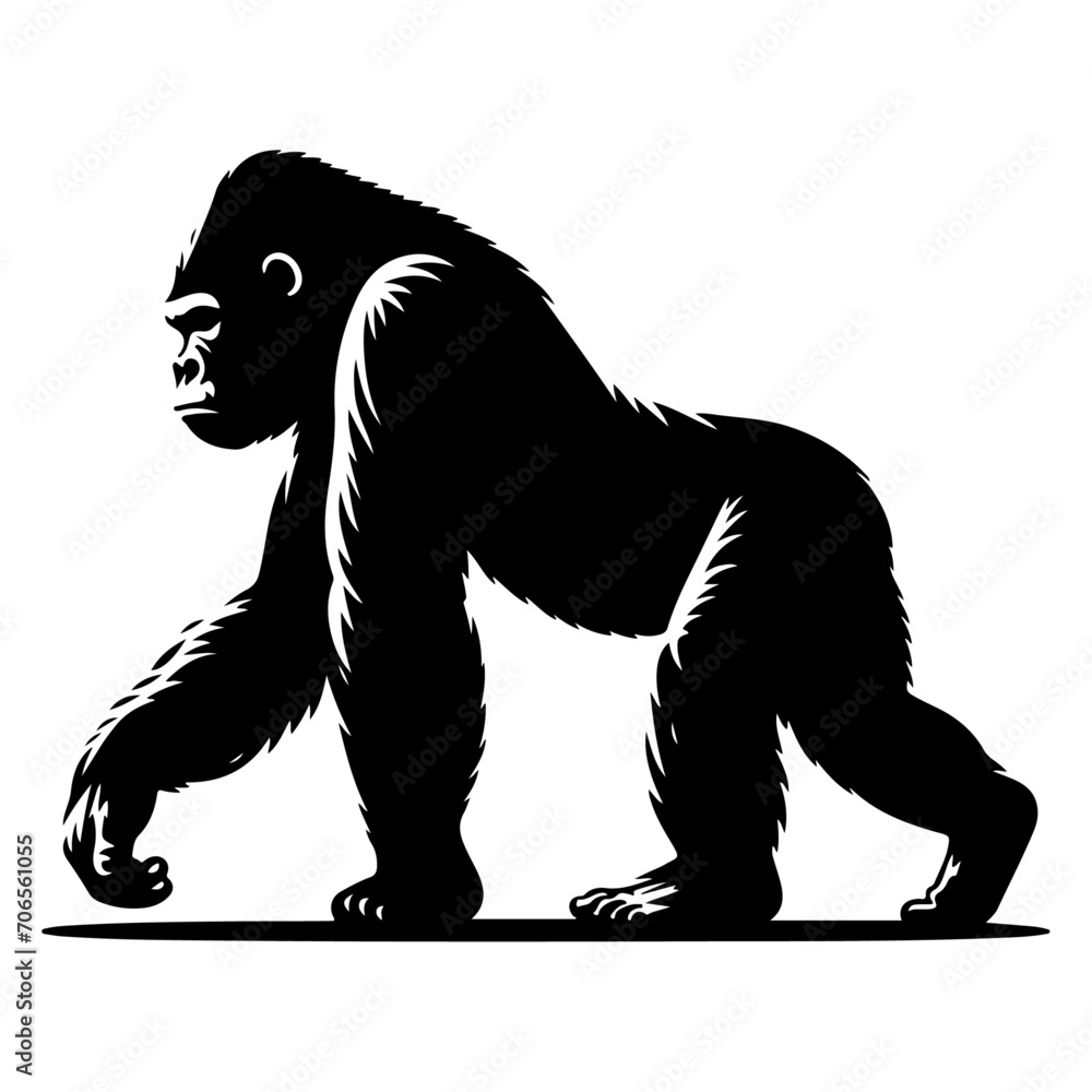minimal Gorilla walking pose vector silhouette minimal Gorilla walking pose vector silhouette
