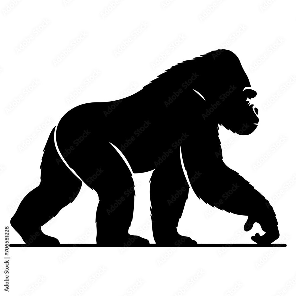 Obraz premium minimal Gorilla walking pose vector silhouette 