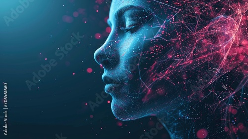 Beautiful AI face concept background